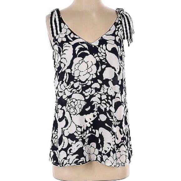 Cabi Shoulder Tie #5731  Navy/White Sleeveless Floral Print Medium Women's - Picture 1 of 8